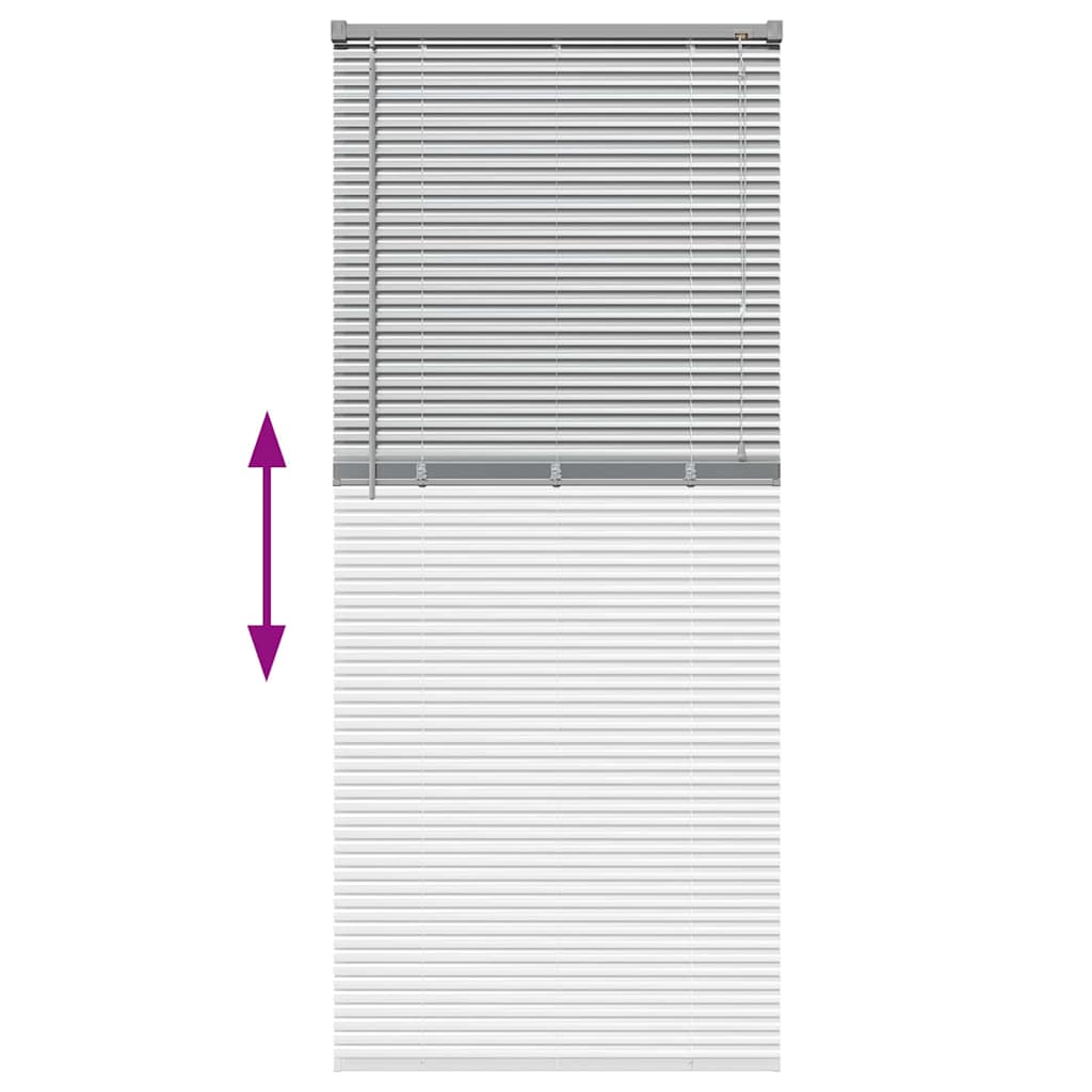 Persiana de Janela com cortinas Manual Prateado Alumínio