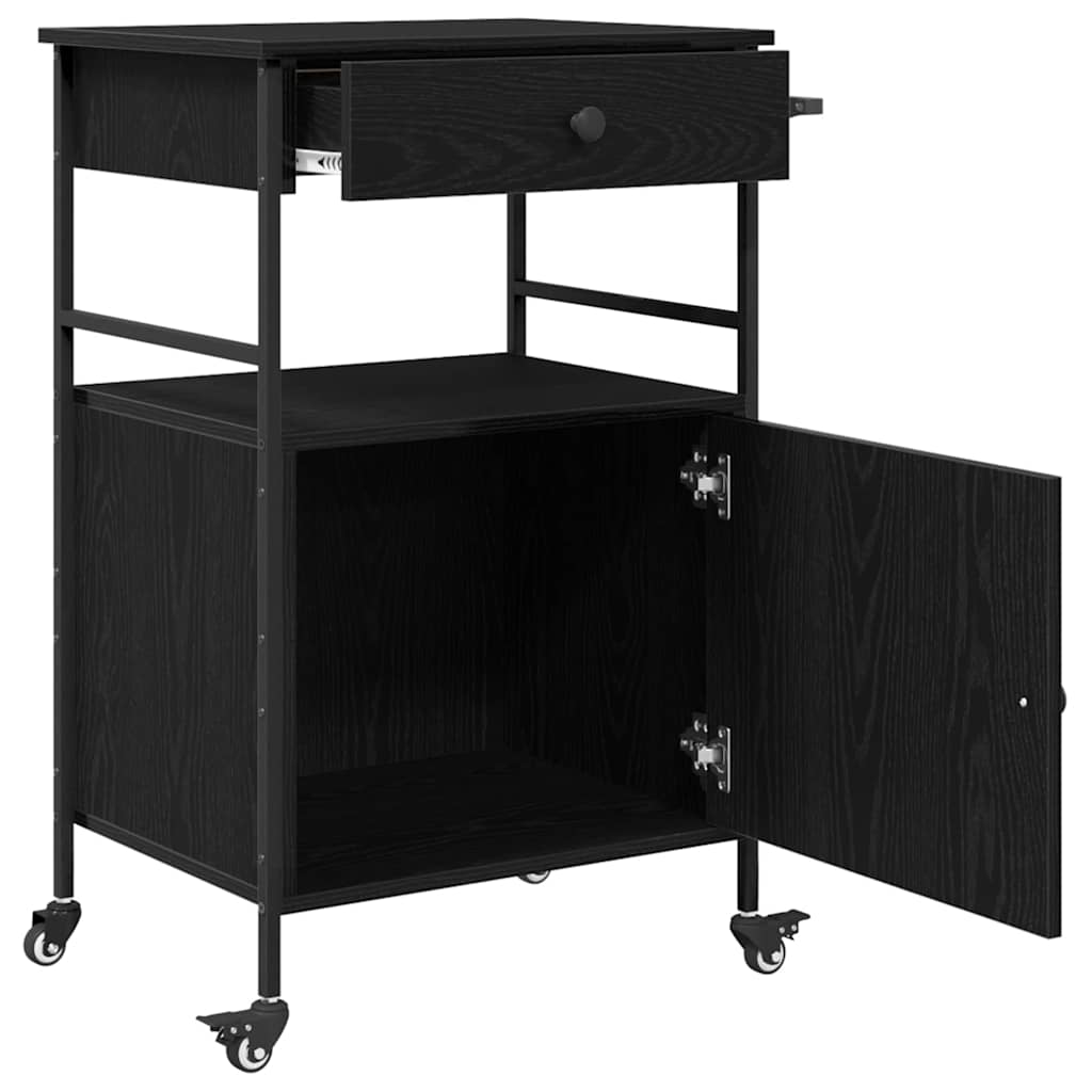 Carrinho de Cozinha Carvalho Preto 56 x 43 x 89.5 cm