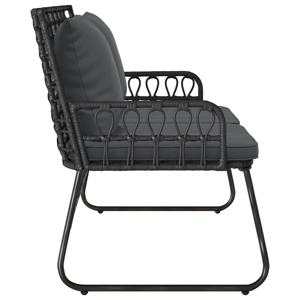 Banco de jardim Preto e Anthracite Rattan de poliéster, aço