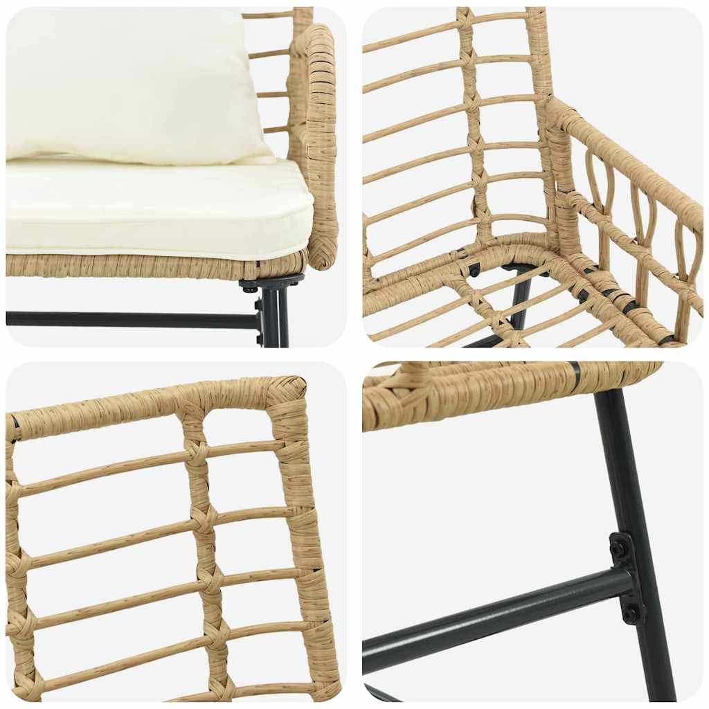 Banco de jardim Marrom e Creme Rattan de poliéster, aço