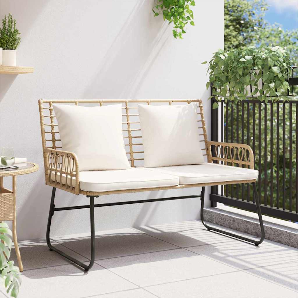 Banco de jardim Marrom e Creme Rattan de poliéster, aço