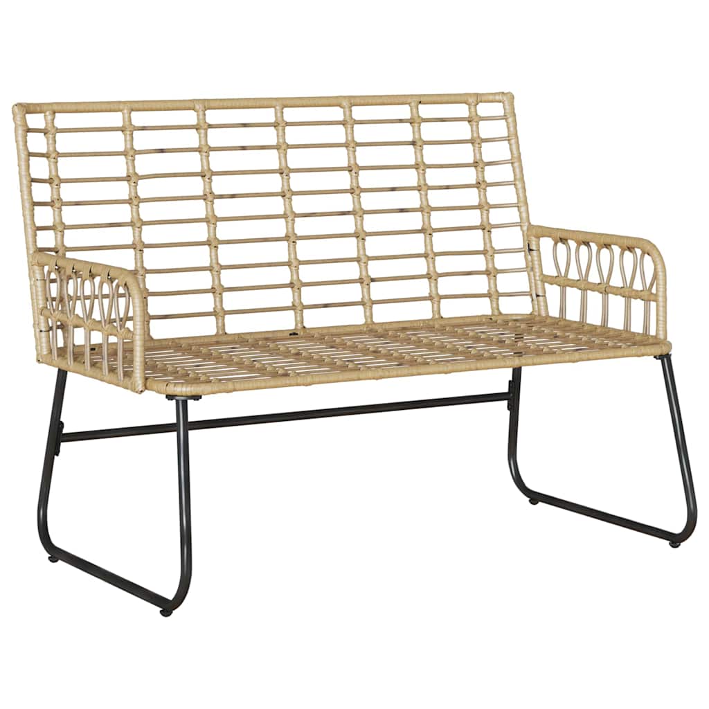 Banco de jardim Marrom e Creme Rattan de poliéster, aço