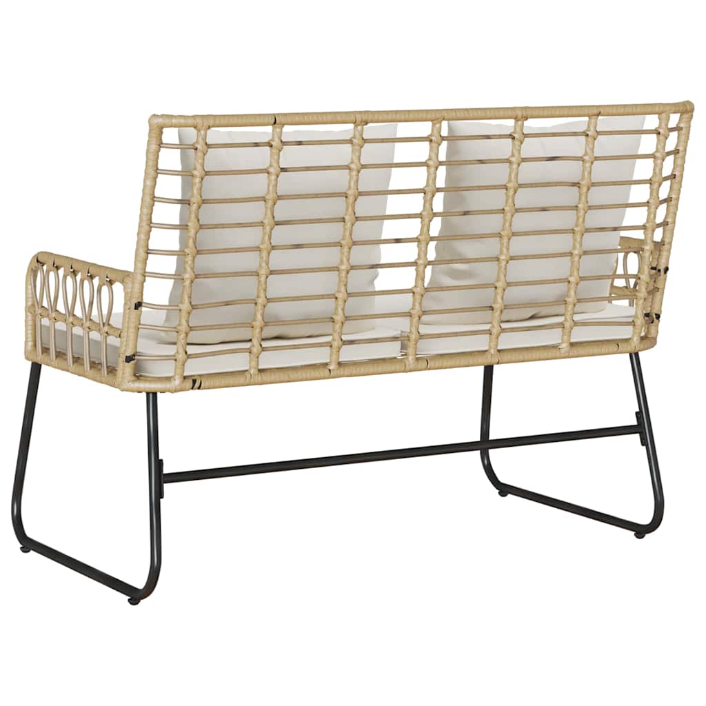 Banco de jardim Marrom e Creme Rattan de poliéster, aço
