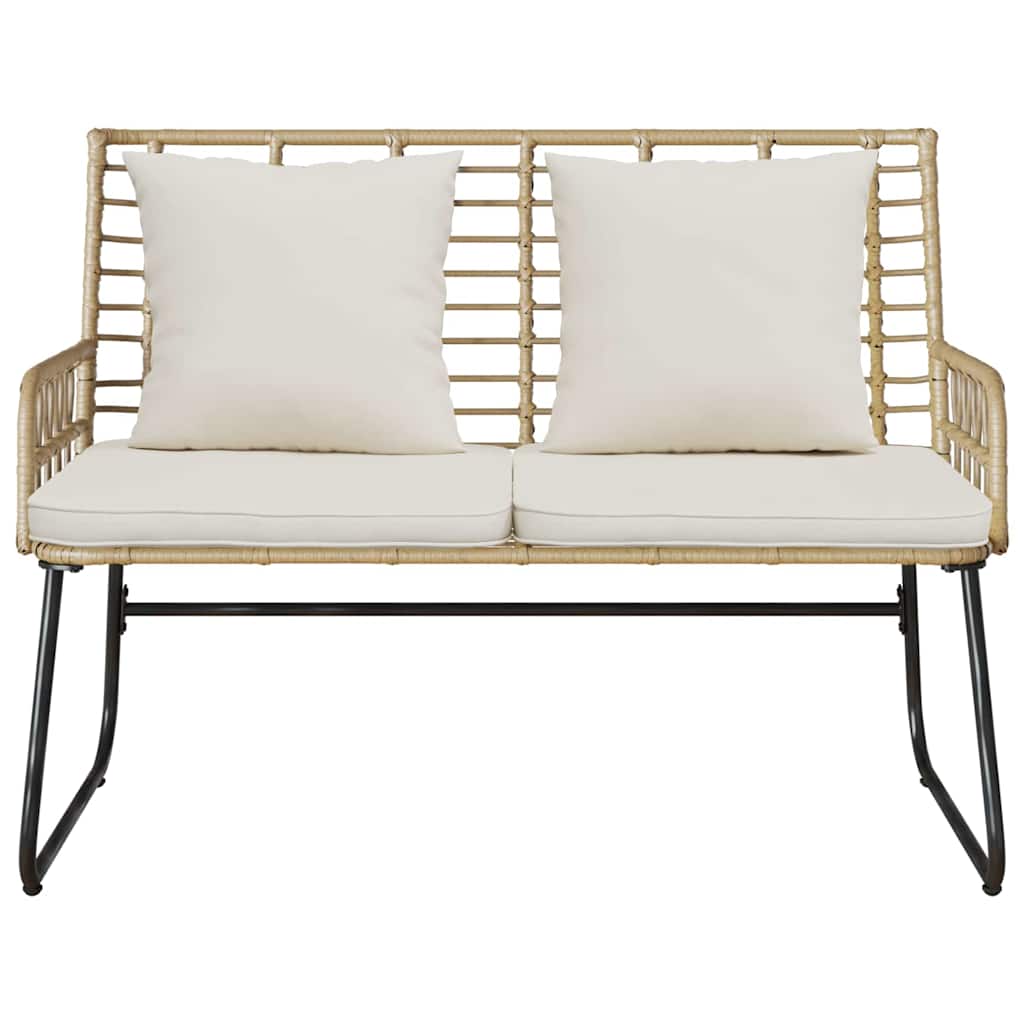 Banco de jardim Marrom e Creme Rattan de poliéster, aço