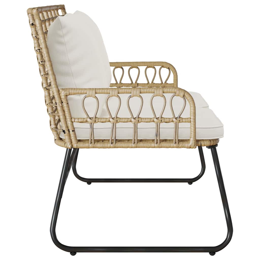 Banco de jardim Marrom e Creme Rattan de poliéster, aço