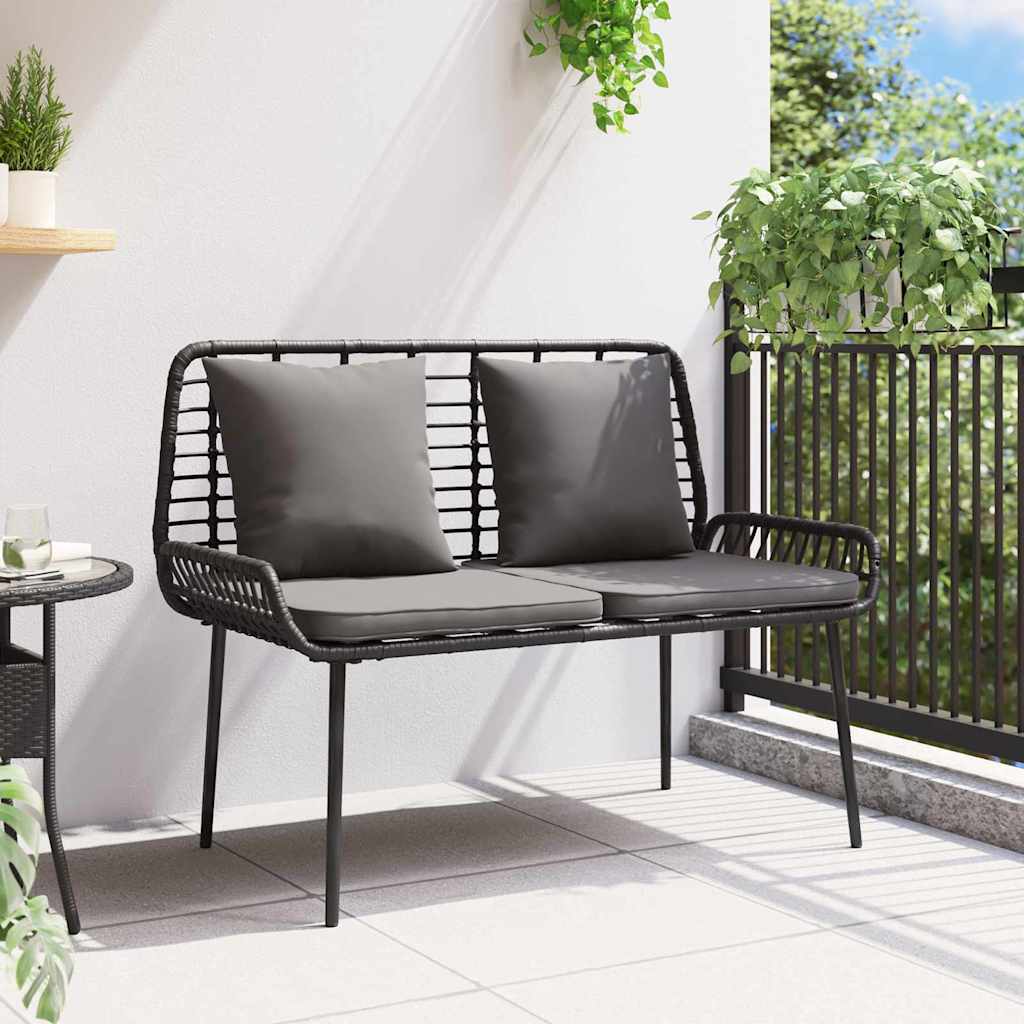 Banco de jardim Preto e Anthracite Rattan de poliéster e aço