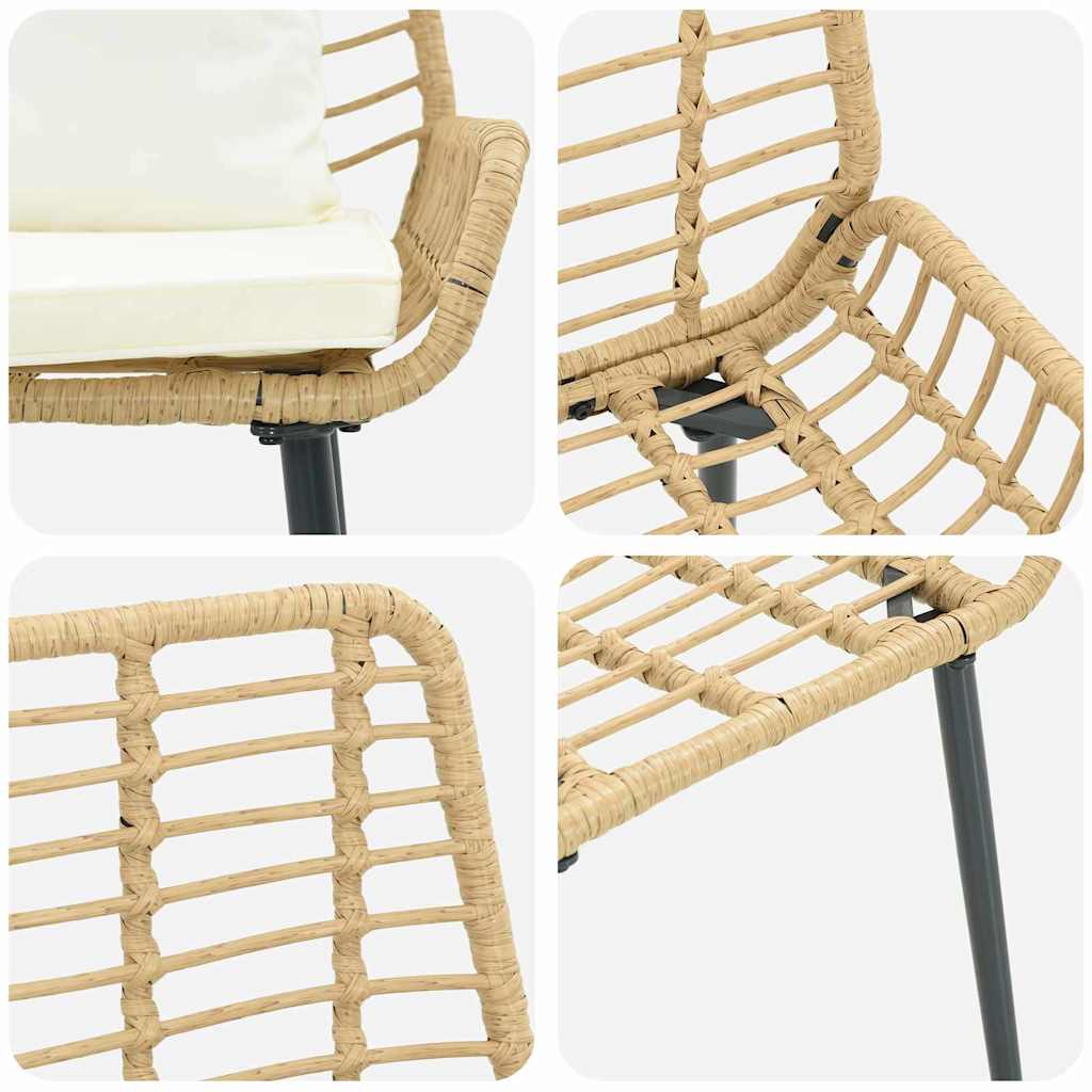 Banco de jardim Castanho Preto Creme Rattan de poliéster e aço