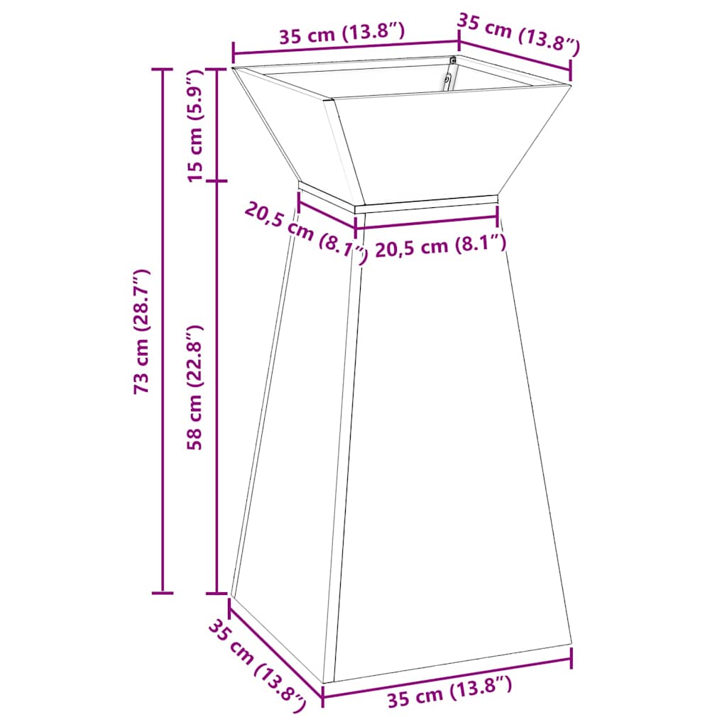 Vaso de Pilar Branco 35 x 35 x 73 cm Aço