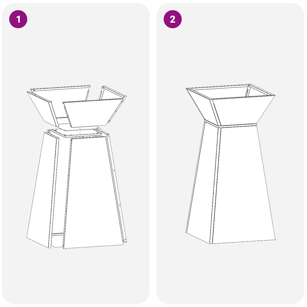 Vaso de Pilar Antracite 35 x 35 x 73 cm Aço