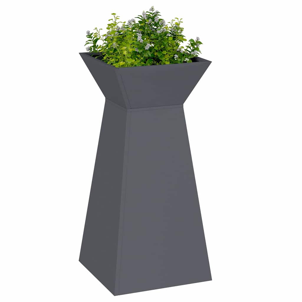 Vaso de Pilar 2 pcs Antracite 35 x 35 x 73 cm Aço