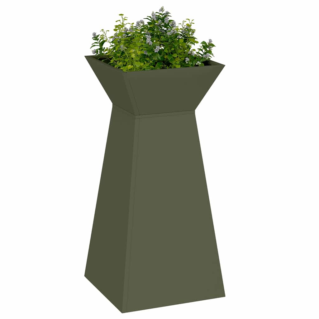 Vaso de Pilar Verde-azeitona 35 x 35 x 73 cm Aço