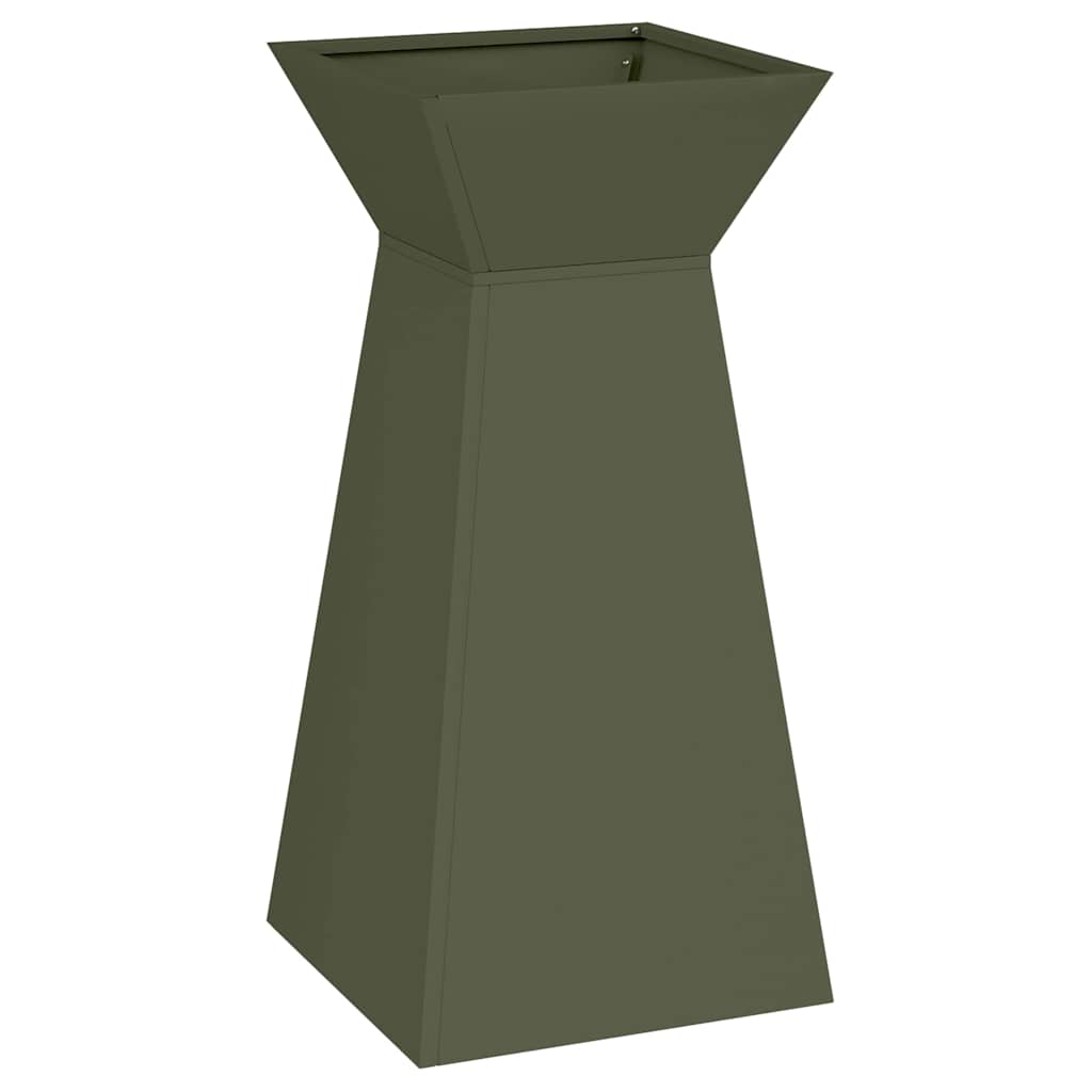 Vaso de Pilar 2 pcs Verde-azeitona 35 x 35 x 73 cm Aço
