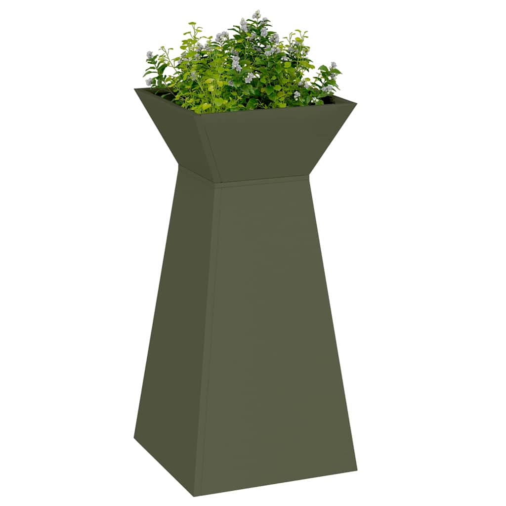 Vaso de Pilar 2 pcs Verde-azeitona 35 x 35 x 73 cm Aço