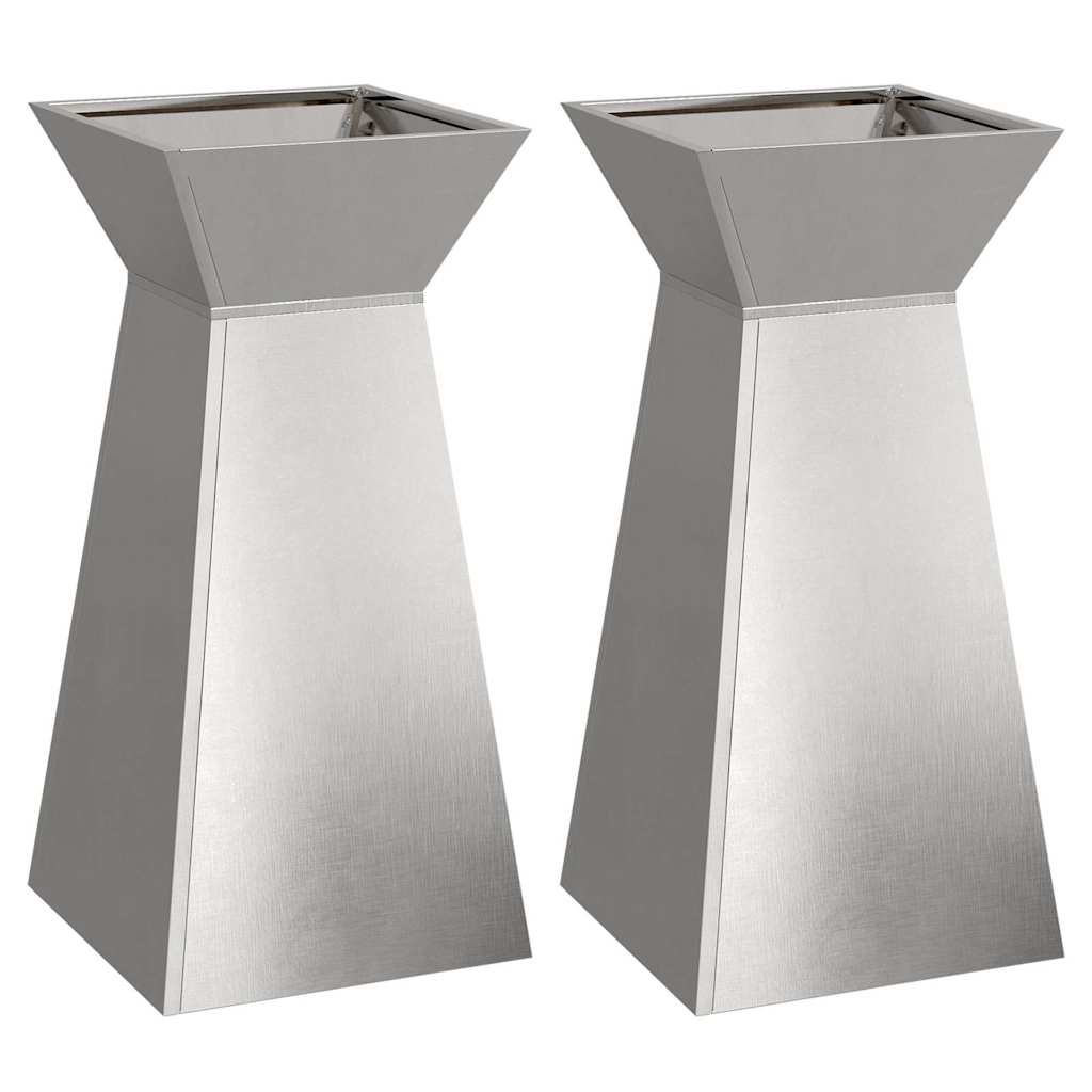 Vaso de Pilar 2 pcs Prateado 35 x 35 x 73 cm Aço