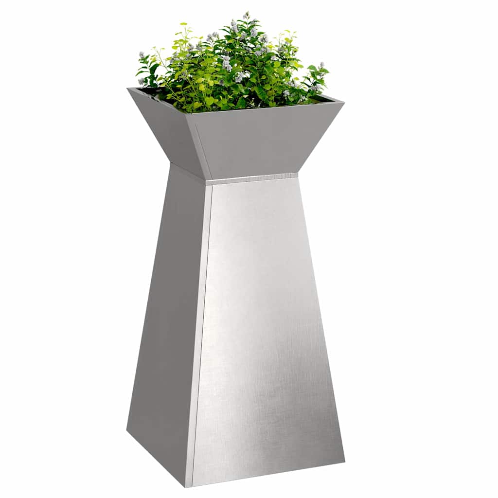Vaso de Pilar 2 pcs Prateado 35 x 35 x 73 cm Aço