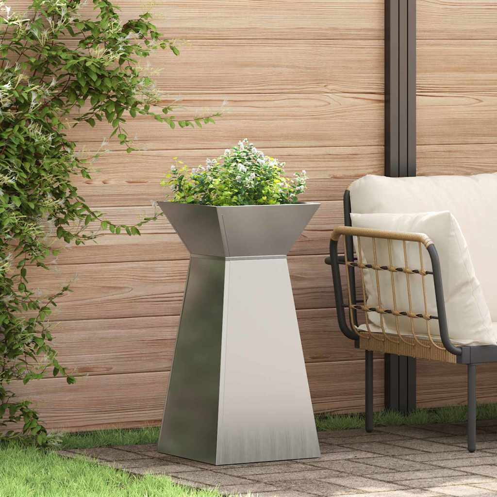 Vaso de Pilar 2 pcs Prateado 35 x 35 x 73 cm Aço