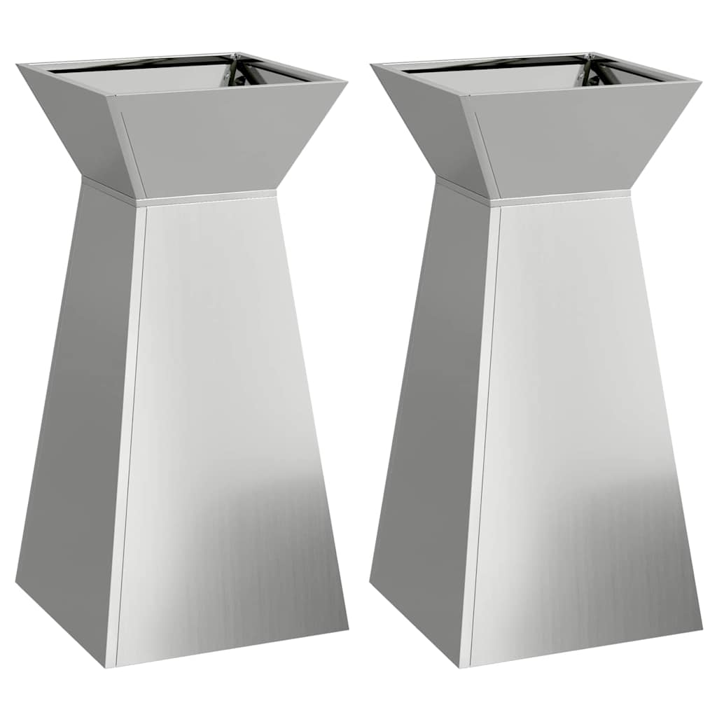 Vaso de Pilar 2 pcs Prateado 35 x 35 x 73 cm Aço