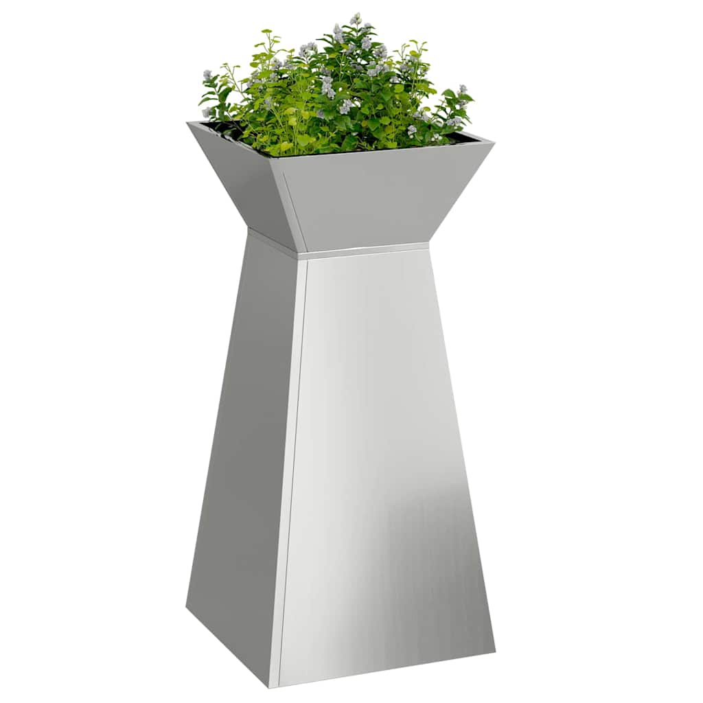 Vaso de Pilar 2 pcs Prateado 35 x 35 x 73 cm Aço