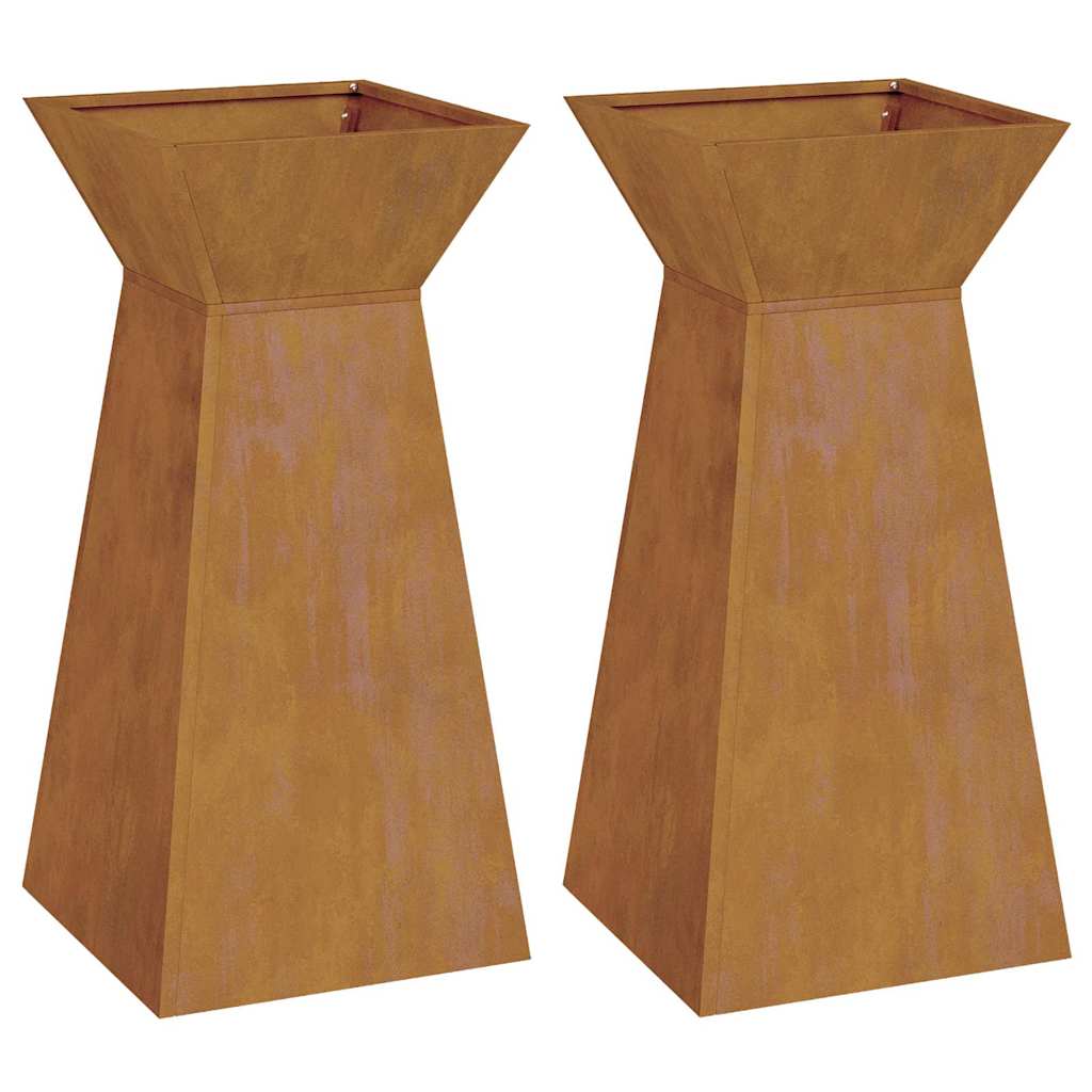 Vaso de Pilar 2 pcs Prateado 35 x 35 x 73 cm Aço