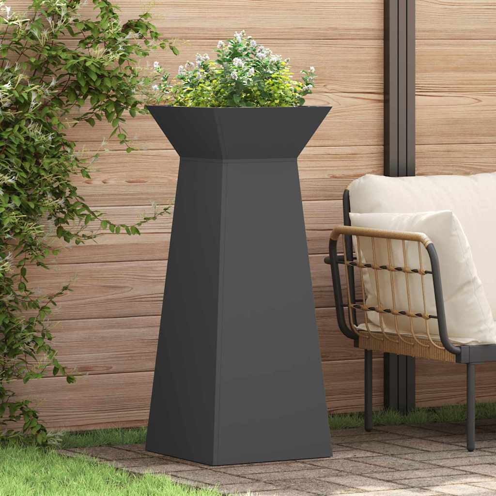 Vaso de Pilar 2 pcs Preto 40 x 40 x 100 cm Aço