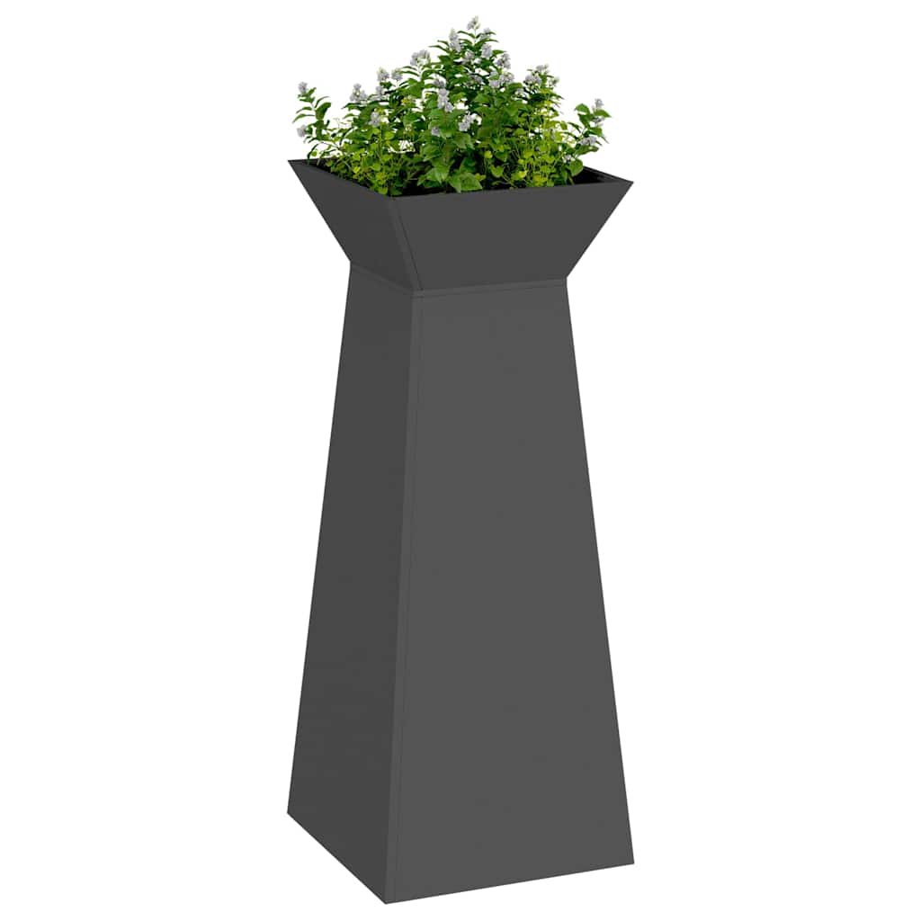 Vaso de Pilar 2 pcs Preto 40 x 40 x 100 cm Aço
