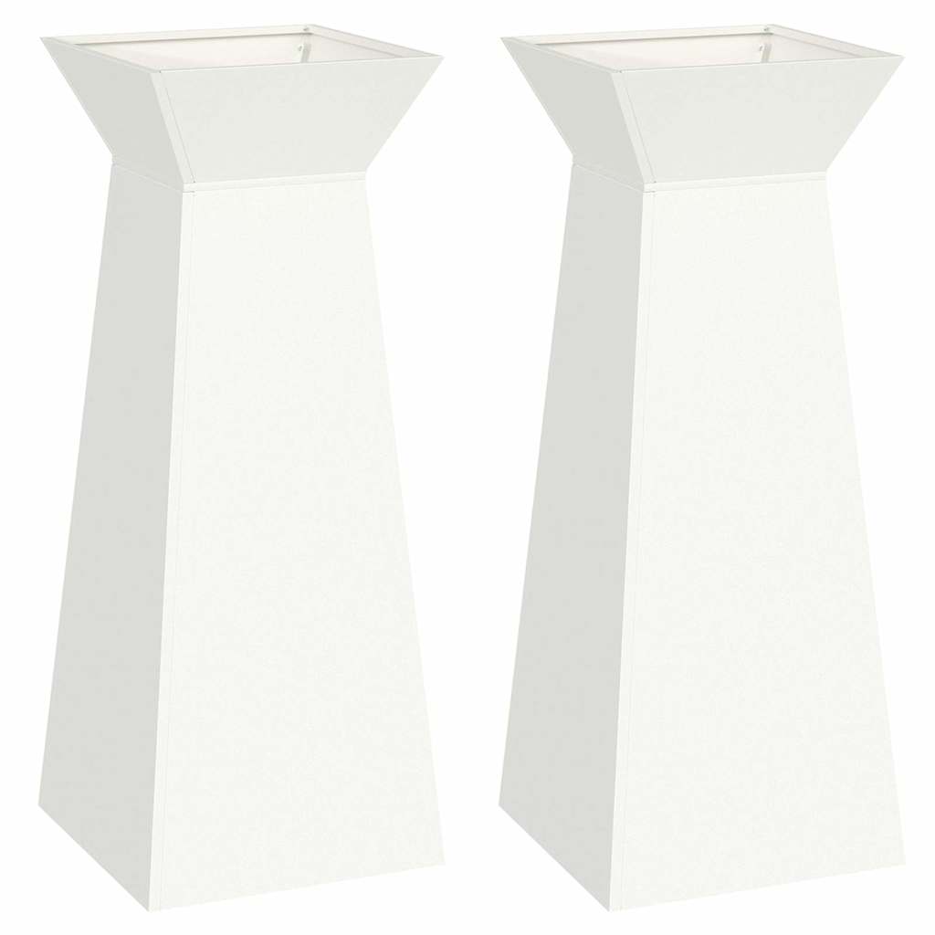 Vaso de Pilar 2 pcs Branco 40 x 40 x 100 cm Aço
