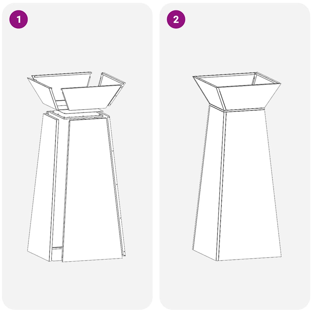 Vaso de Pilar 2 pcs Antracite 40 x 40 x 100 cm Aço