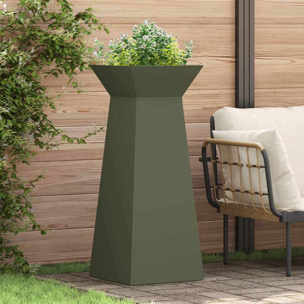 Vaso de Pilar Verde-azeitona 40 x 40 x 100 cm Aço