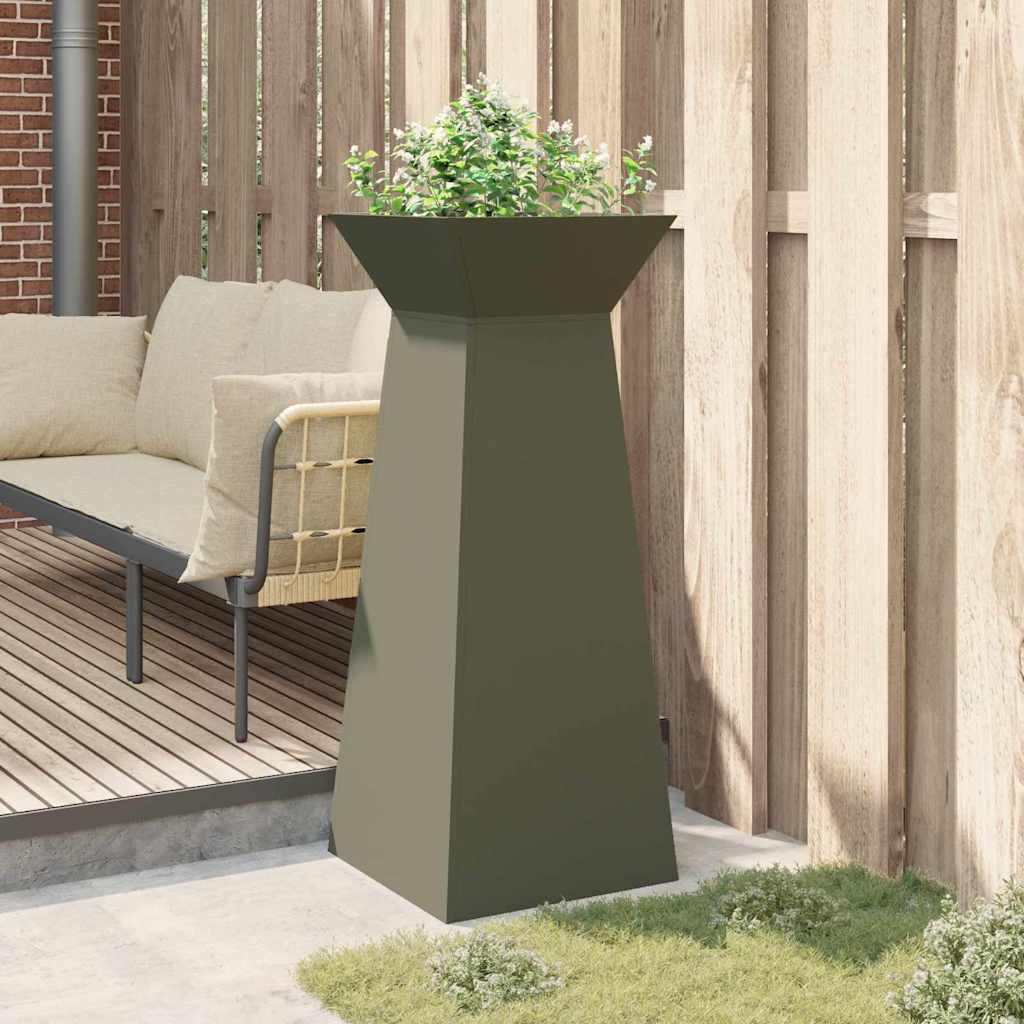 Vaso de Pilar Verde-azeitona 40 x 40 x 100 cm Aço