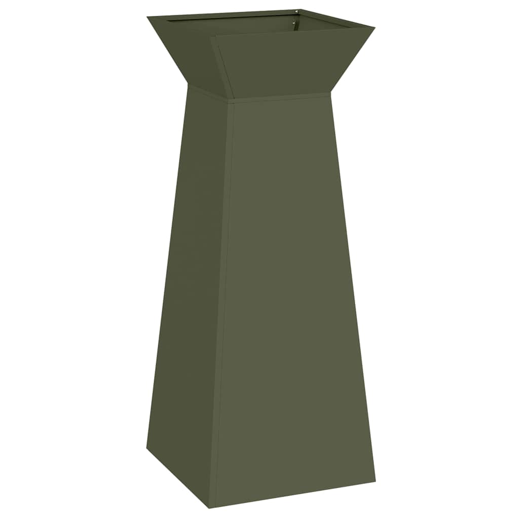 Vaso de Pilar 2 pcs Verde-azeitona 40 x 40 x 100 cm Aço