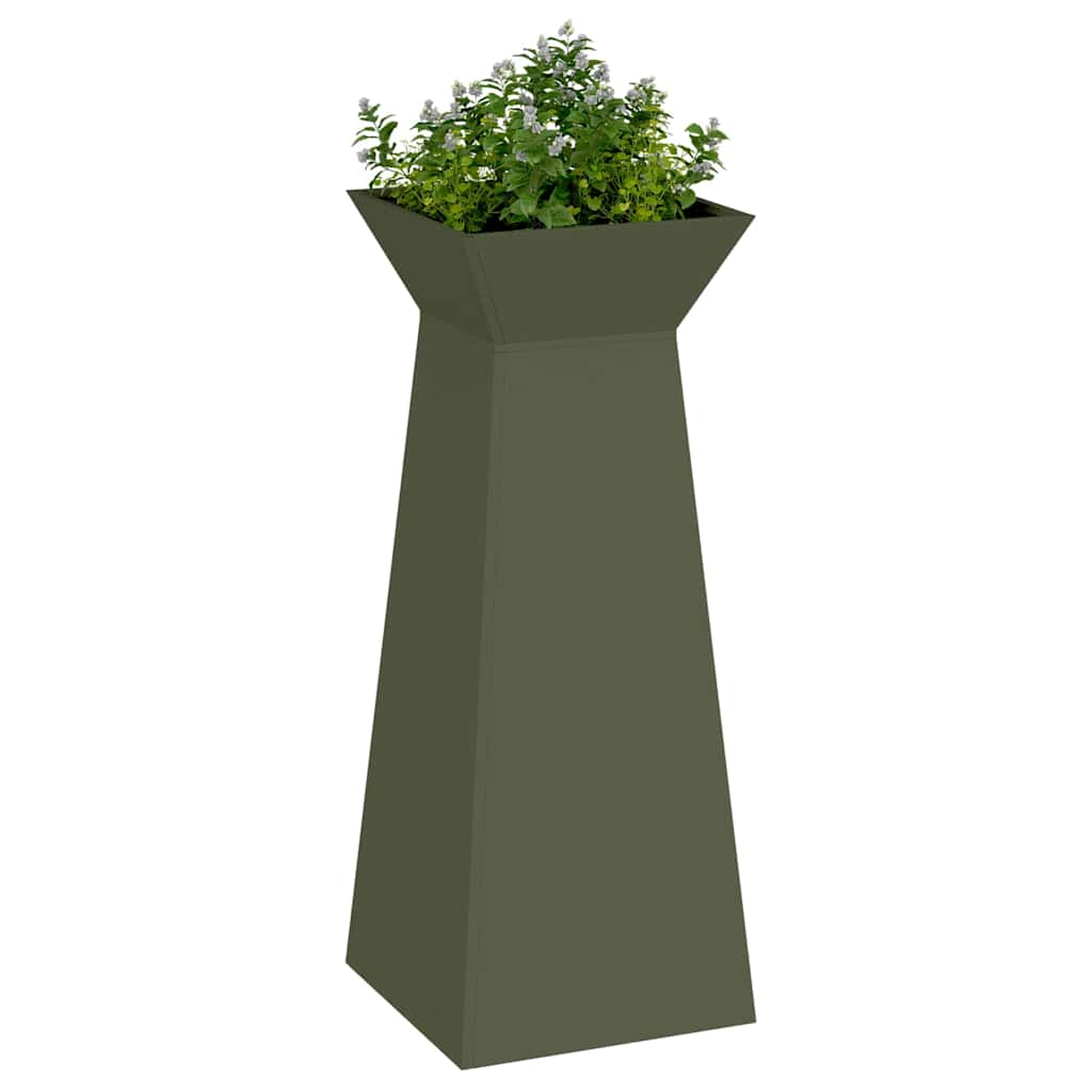 Vaso de Pilar 2 pcs Verde-azeitona 40 x 40 x 100 cm Aço