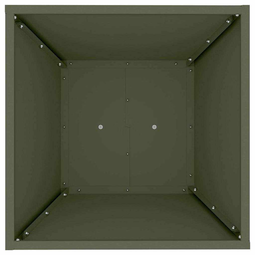 Vaso de Pilar 2 pcs Verde-azeitona 40 x 40 x 100 cm Aço