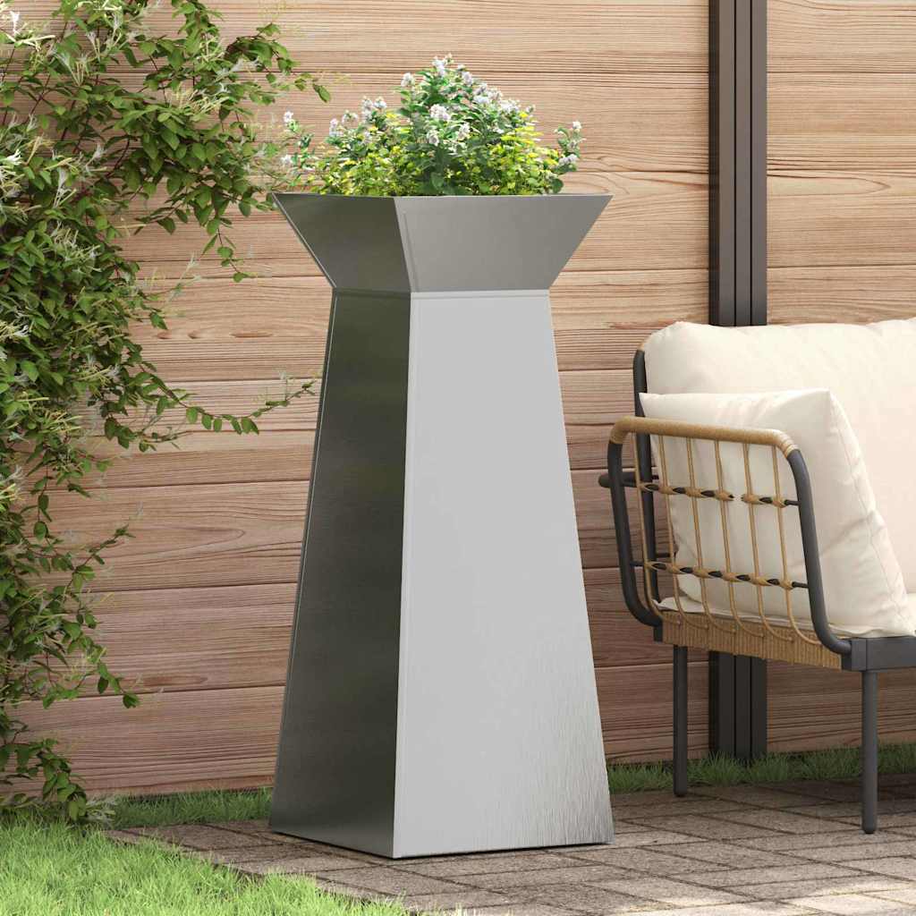 Vaso de Pilar 2 pcs Prateado 40 x 40 x 100 cm Aço