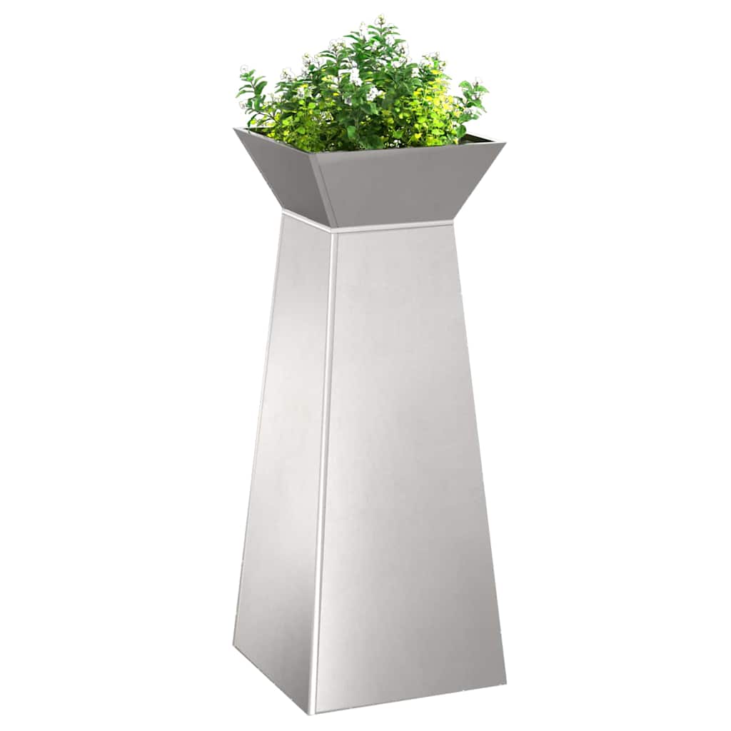 Vaso de Pilar 2 pcs Prateado 40 x 40 x 100 cm Aço