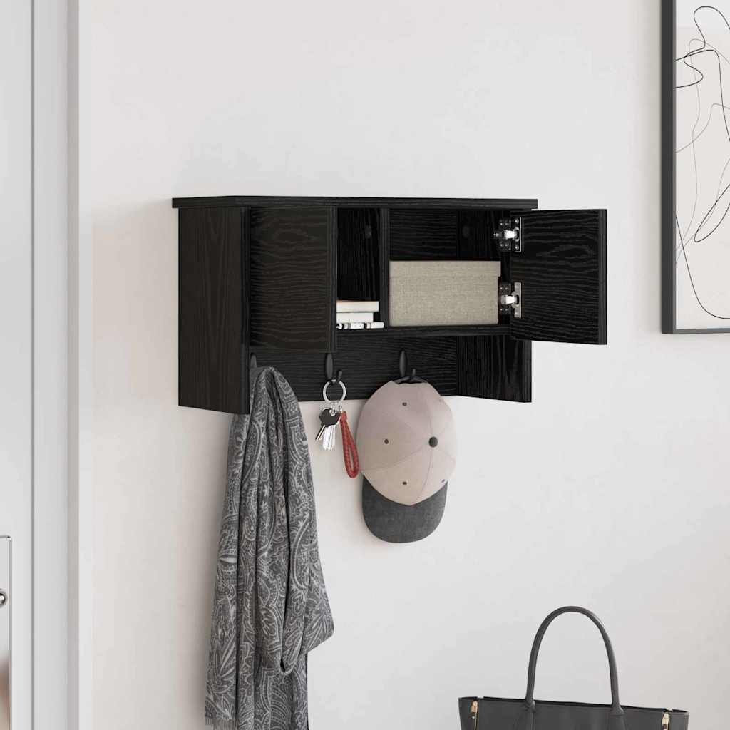 Cabideiro de Parede com porta Carvalho preto 50 x 20 x 30 cm