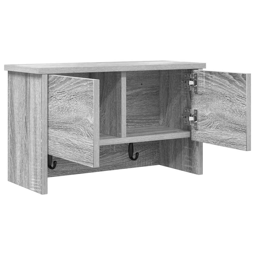 Cabideiro de Parede com porta Sonoma cinzento 50 x 20 x 30 cm