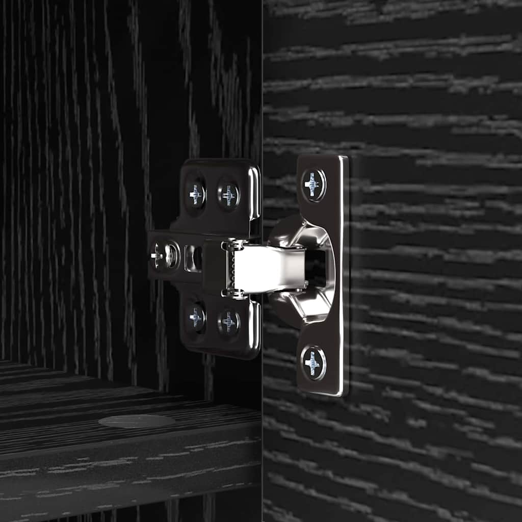 Cabideiro de Parede com porta Carvalho preto 80 x 20 x 30 cm