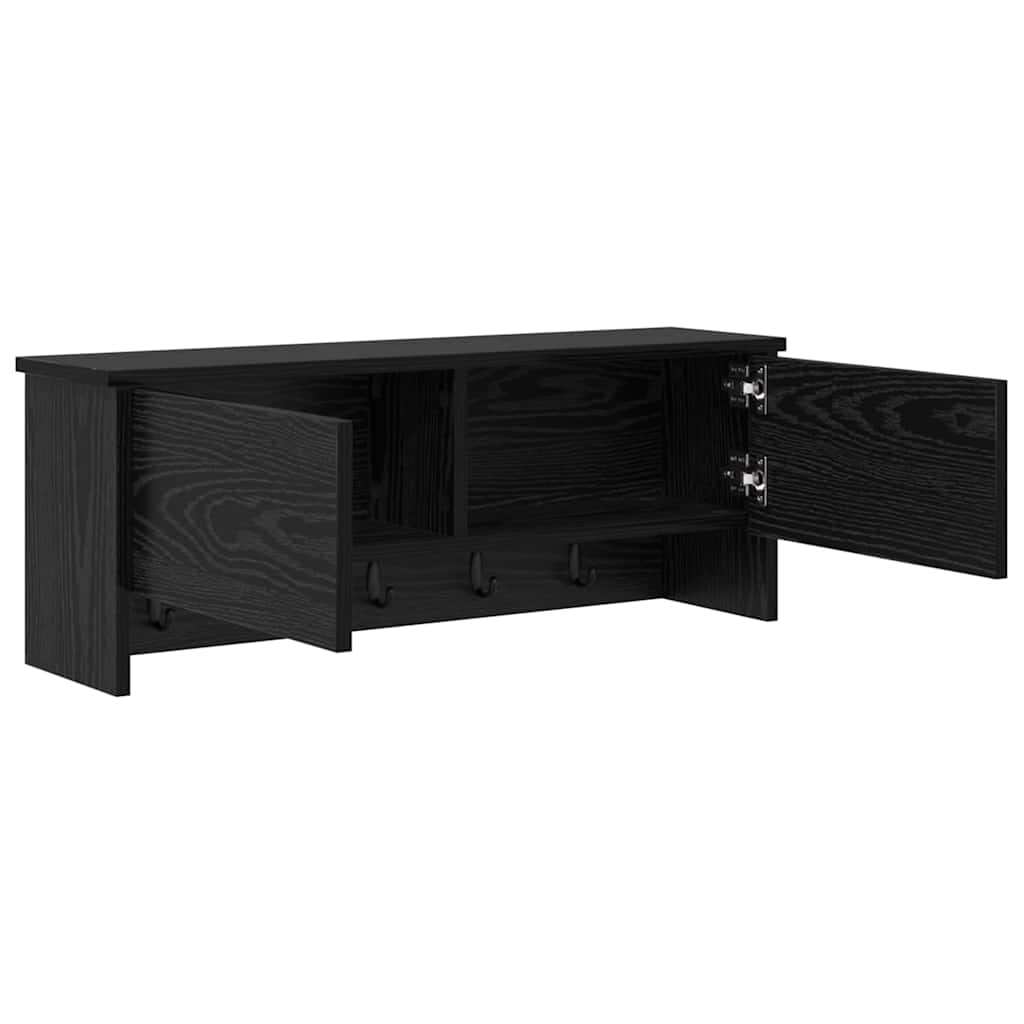 Cabideiro de Parede com porta Carvalho preto 80 x 20 x 30 cm
