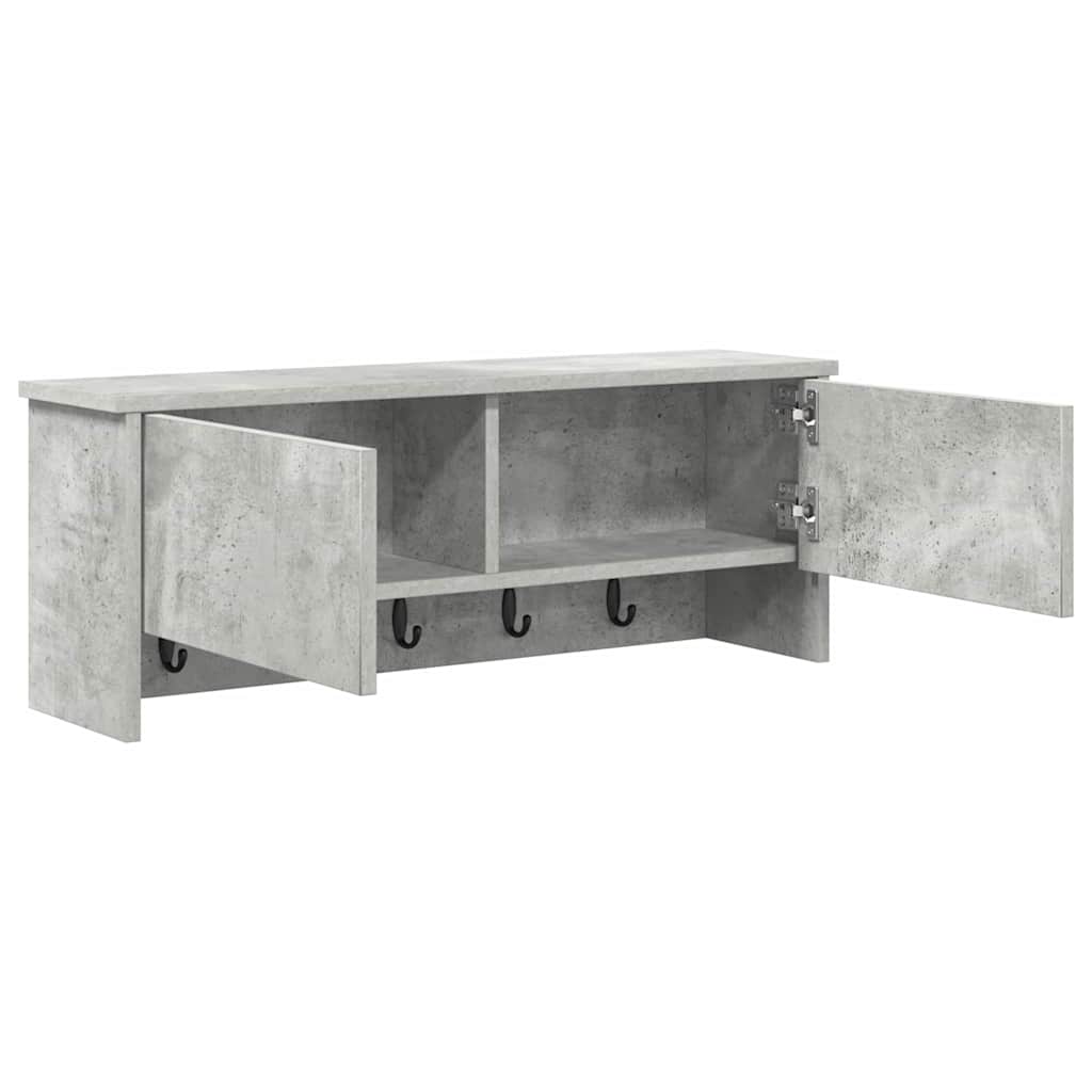 Cabideiro de Parede com porta Cinzento cimento 80 x 20 x 30 cm