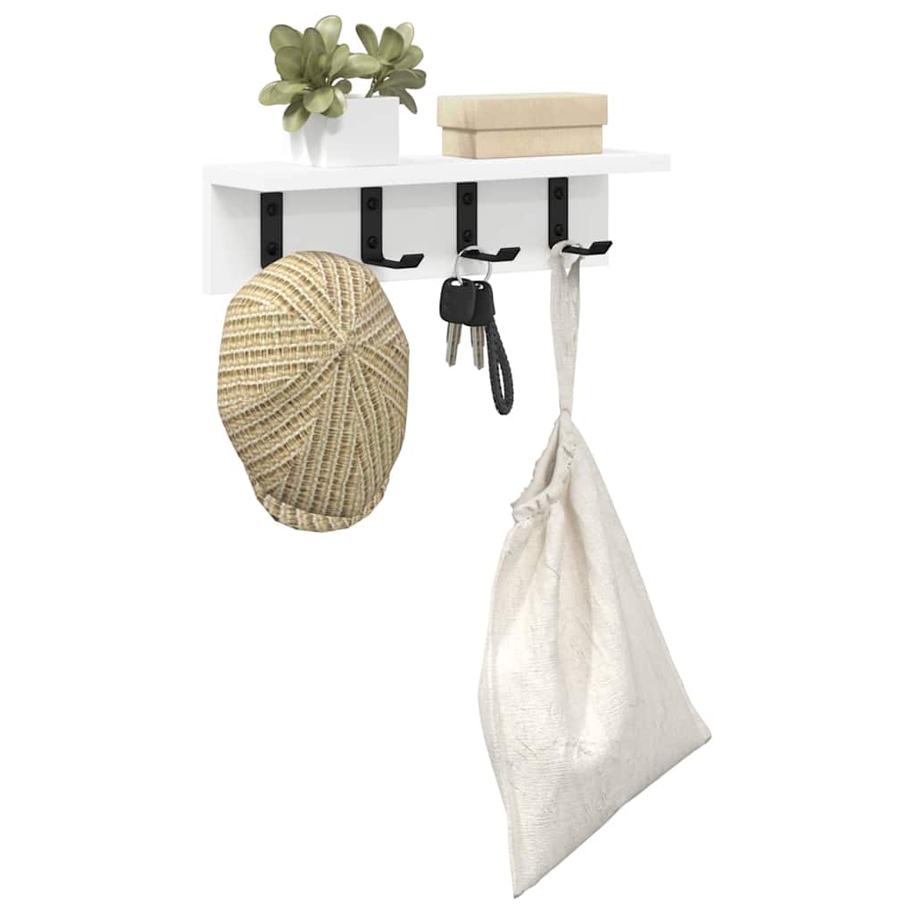 Cabideiro de Parede com prateleira Branco 40 x 10.5 x 10.5 cm