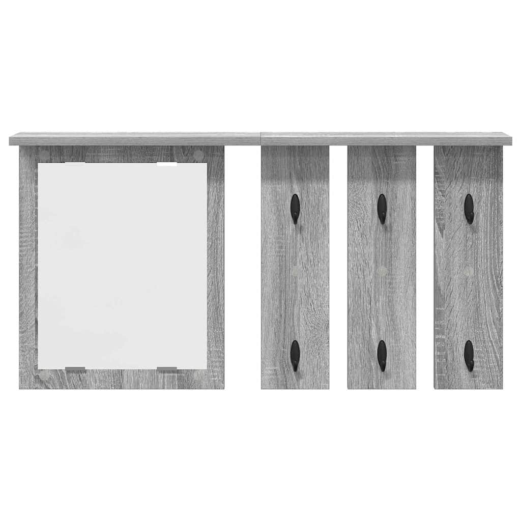 Cabideiro de Parede com espelho Sonoma cinzento 85 x 10 x 45 cm
