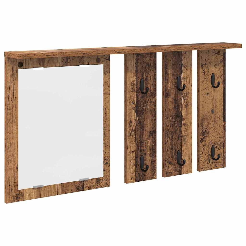 Cabideiro de Parede com espelho Madeira antiga 85 x 10 x 45 cm