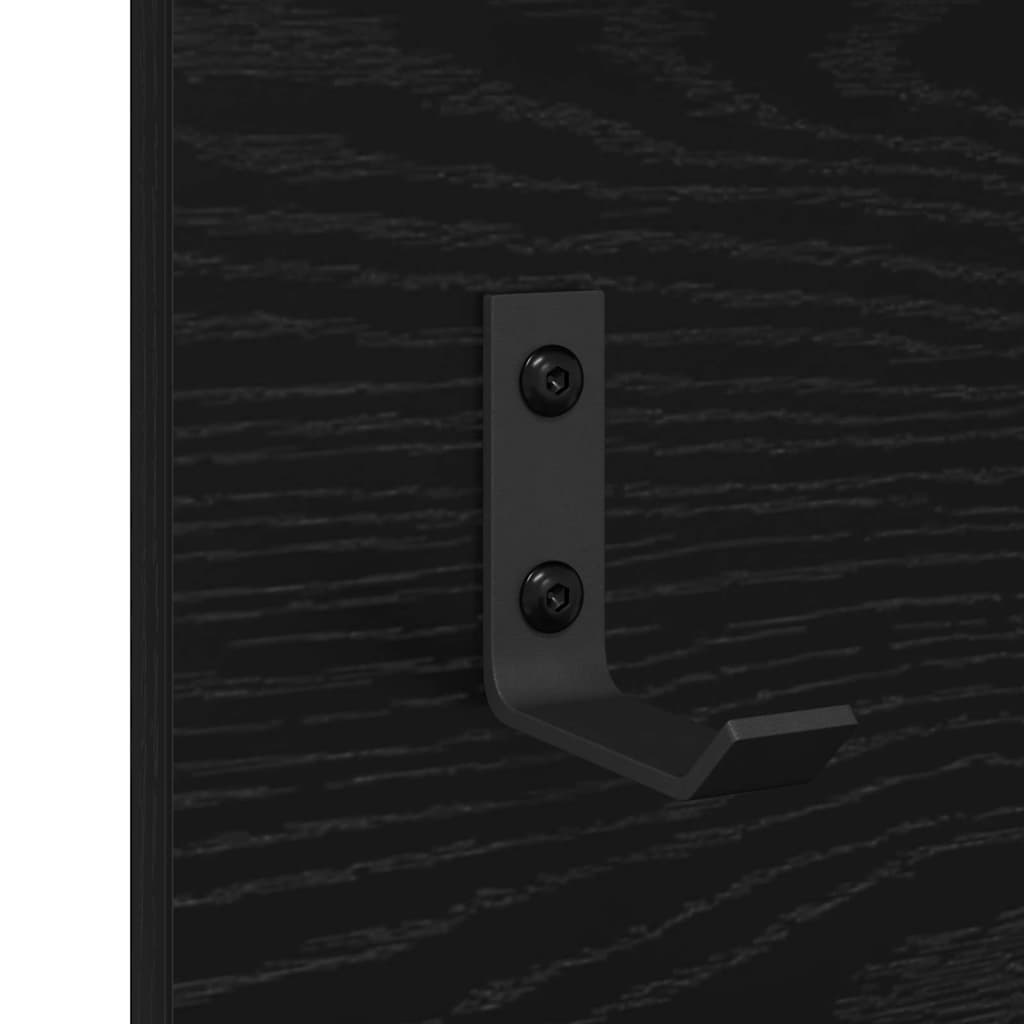 Cabideiro de Parede com espelho Carvalho preto 70 x 10 x 90 cm