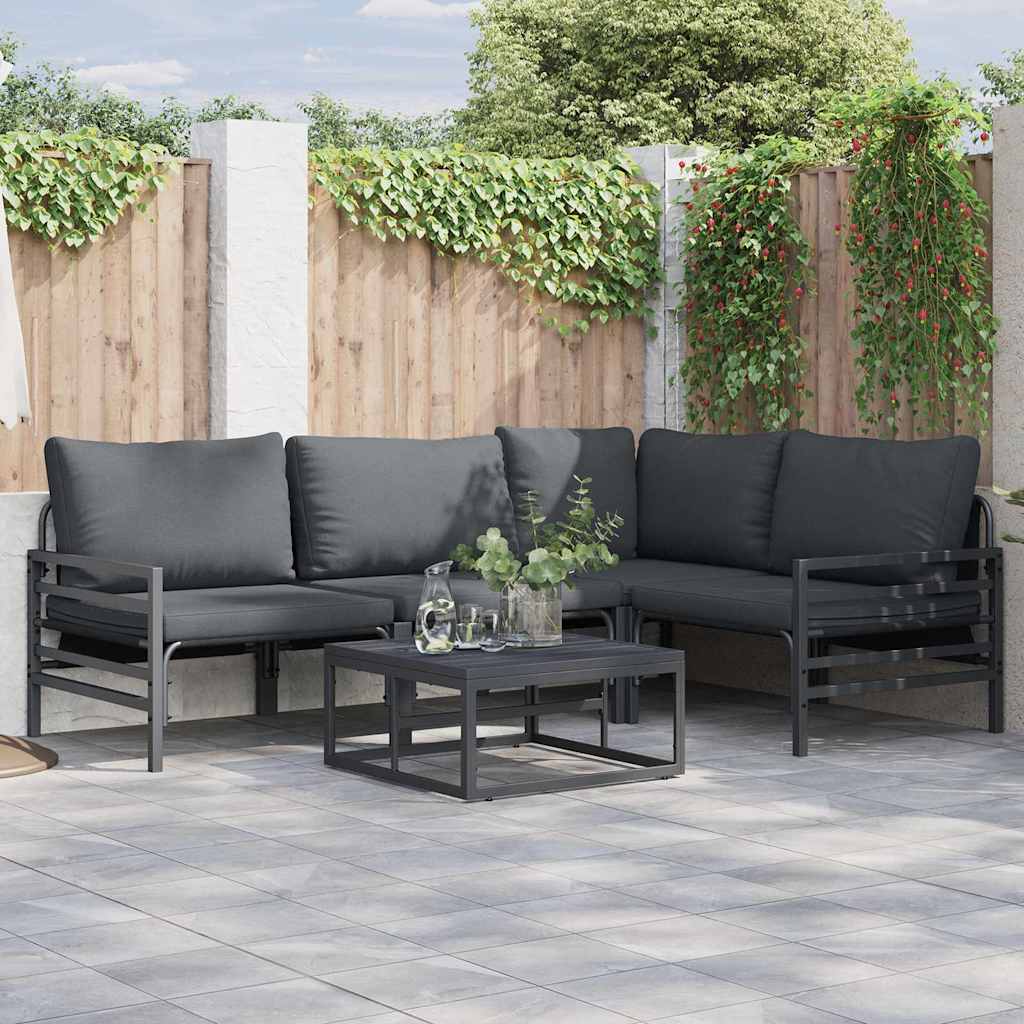 Conjunto de Sofá de Jardim com almofada 4 pcs Antracite Aço
