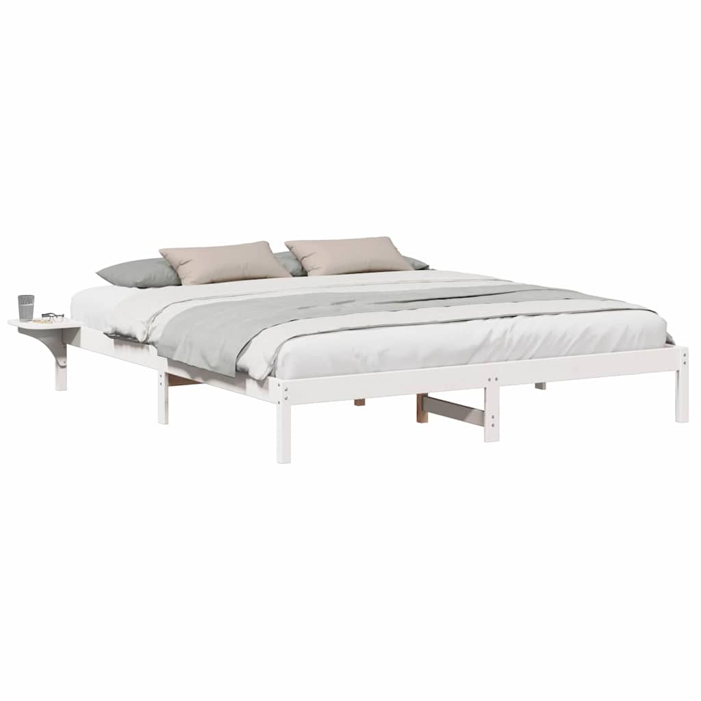 Estrutura de cama com mesas de cabeceira Branco 90 x 190 cm