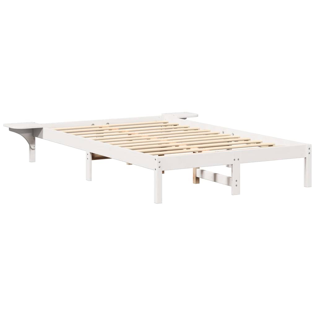 Estrutura de cama com mesas de cabeceira Branco 135 x 190 cm