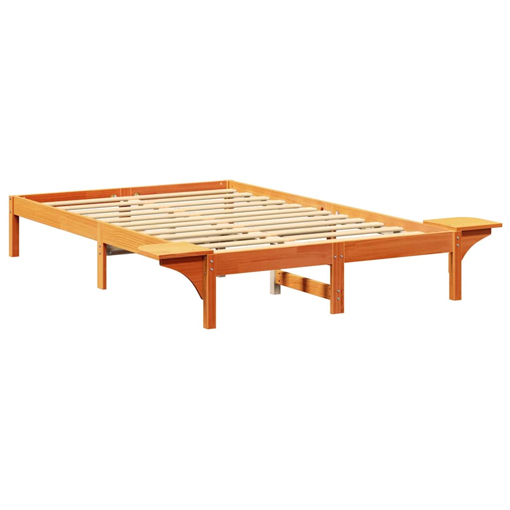 Estrutura de cama com mesas de cabeceira Castanho 135 x 190 cm