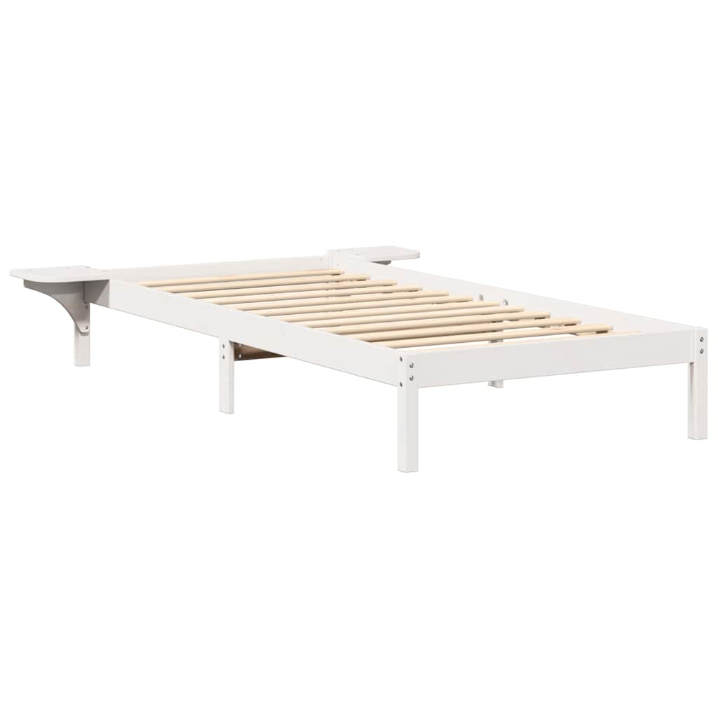 Estrutura de cama com mesas de cabeceira Branco 75 x 190 cm