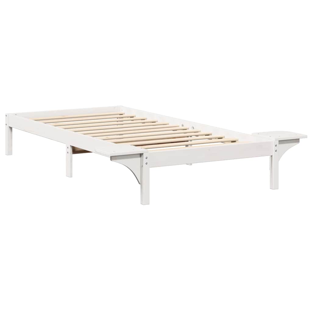 Estrutura de cama com mesas de cabeceira Branco 75 x 190 cm