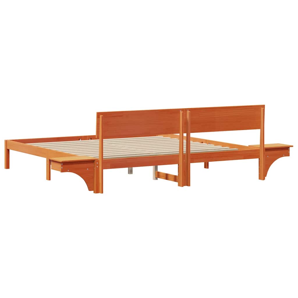 Estrutura de cama com mesas de cabeceira Castanho-mel